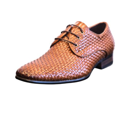 Lucan - Tan Leather Interwoven Lace-Up Shoe