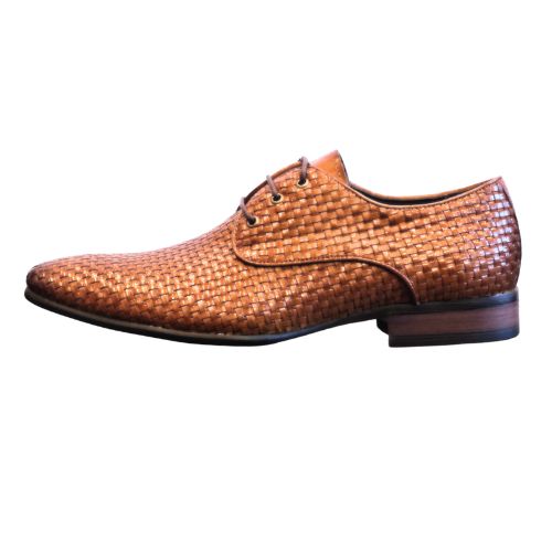 Lucan - Tan Leather Interwoven Lace-Up Shoe