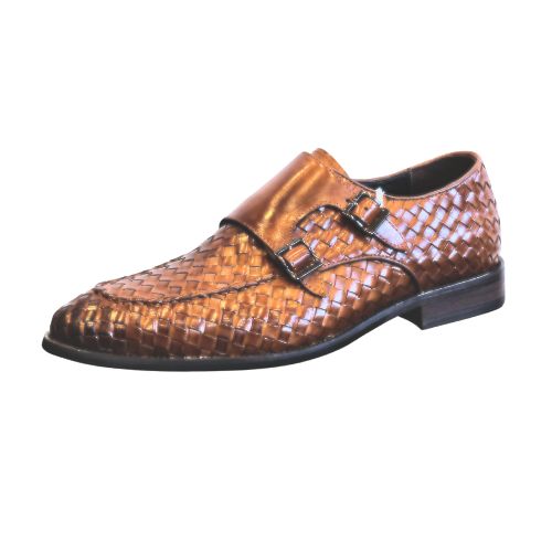 Rosso - Interwoven Leather Double Buckle Monk Shoe (Tan)