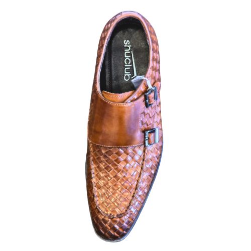 Rosso - Interwoven Leather Double Buckle Monk Shoe (Tan)