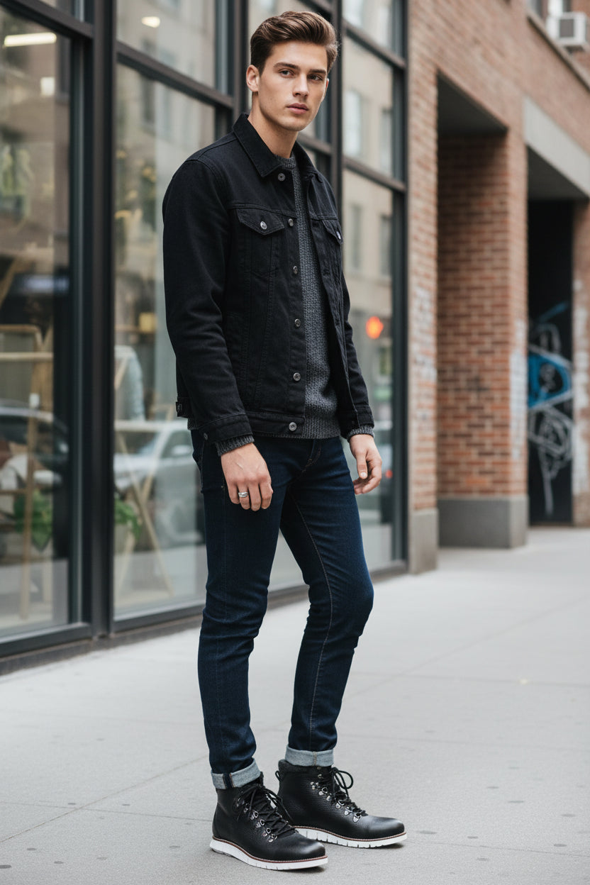 black leather boots