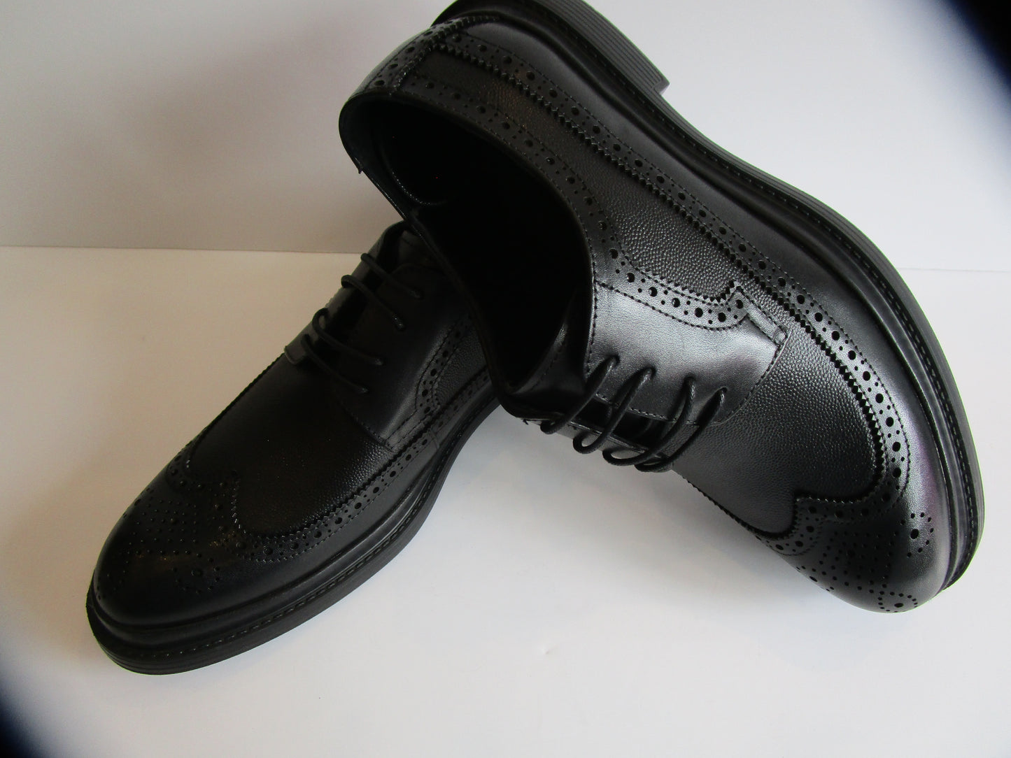 "Midnight Luxe Stack-Sole Leather Oxfords"