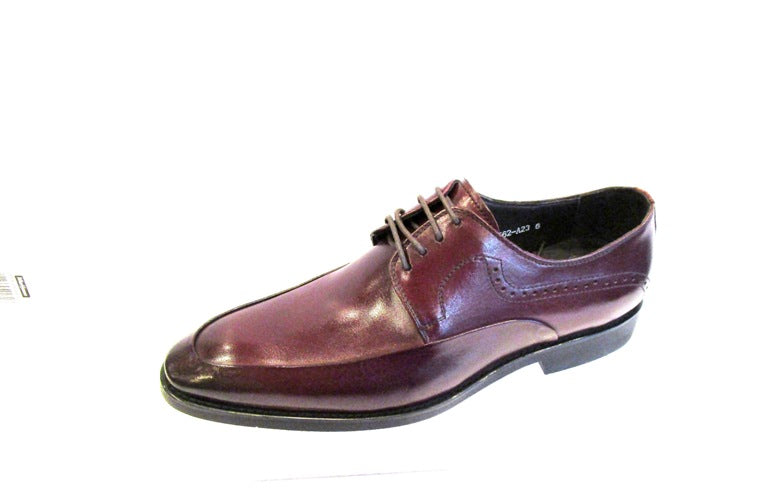 "Regal Bordo Elegance: High-Polished Lace-Up Shoes with Almond Toe"