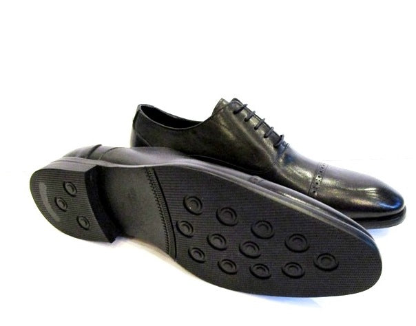"Emerald Prestige: High-Polished Green Brogue Lace-Up with Comfort Sole & Stacked Heel"