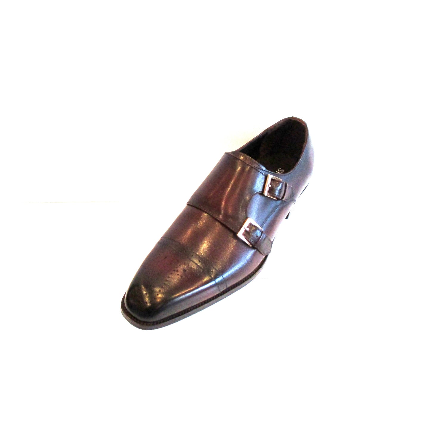 "Bordo Majesty: Double-Buckle Semi-Square Toe Men's Shoe" Name: "The Regal Buckle"