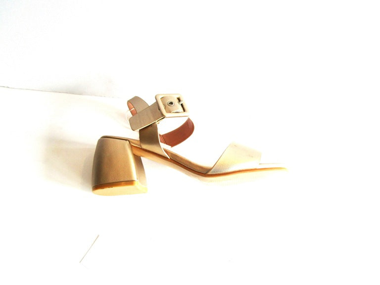 ladies gold block sandal