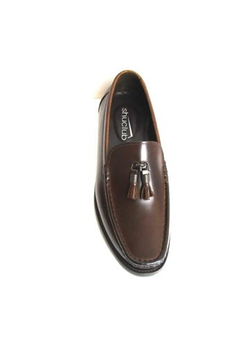 CHARLIE .TASSELED CHOCOLATE PREMIUM LEATHER LOATHER