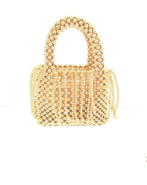 Golden Glow Beaded Handbag