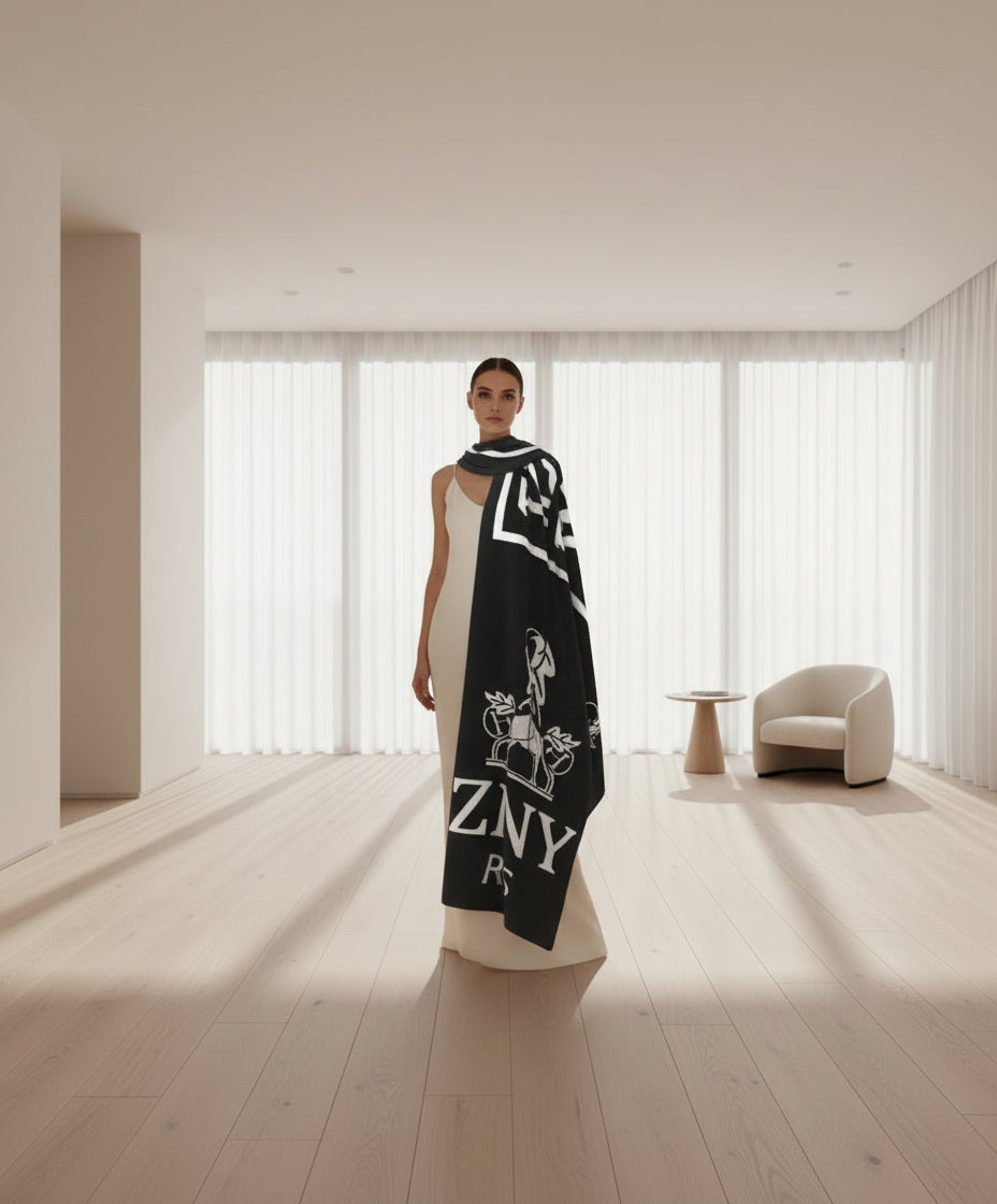 BLACK WITH TEXT PATTERN