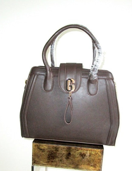 “Gigi Luxe” — Chocolate Brown Stunner with Gold ‘G’ Hardware, Double Compartment, Short Handle & Long Strap