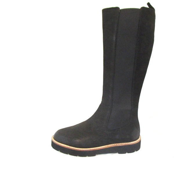 RAVELS ,KNEE HIGH ZIP UP LEATHER NUBUCK BLACK BOOT
