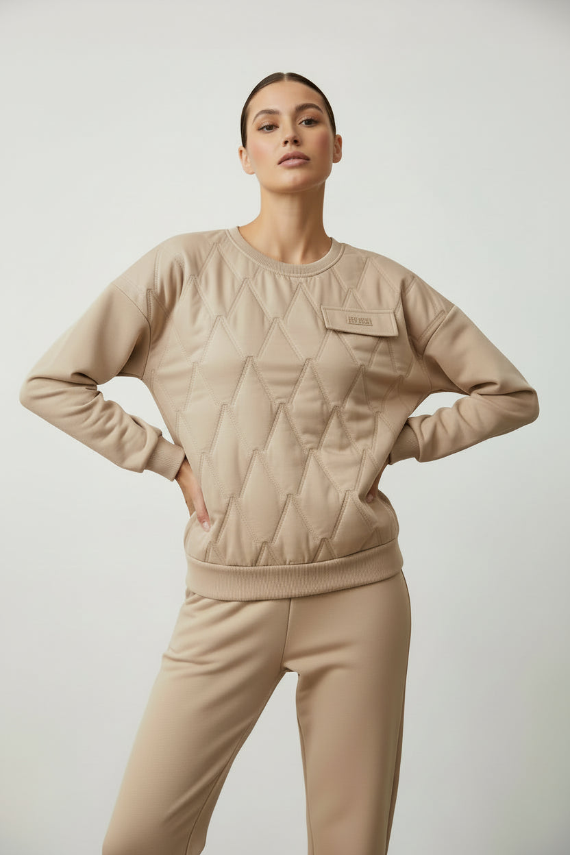 BIEGE QUILTED COMBO SET