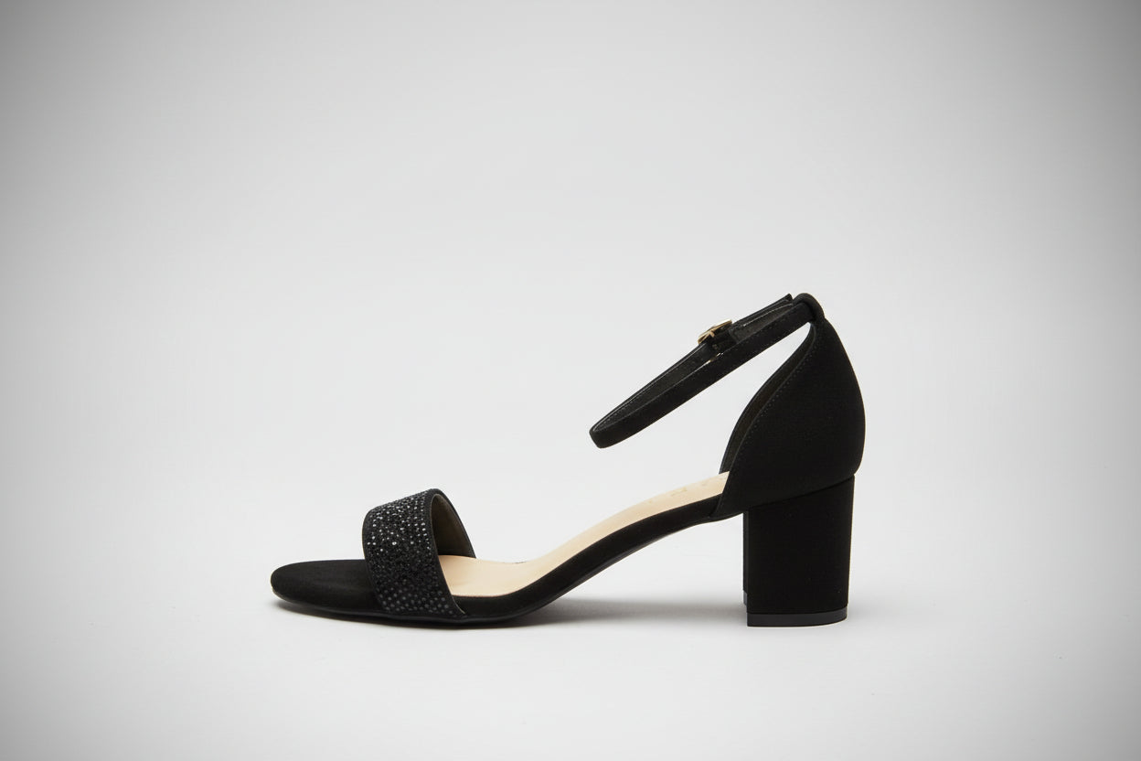 CYLIA SEQUIN ,BLOCK HEEL SANDAL