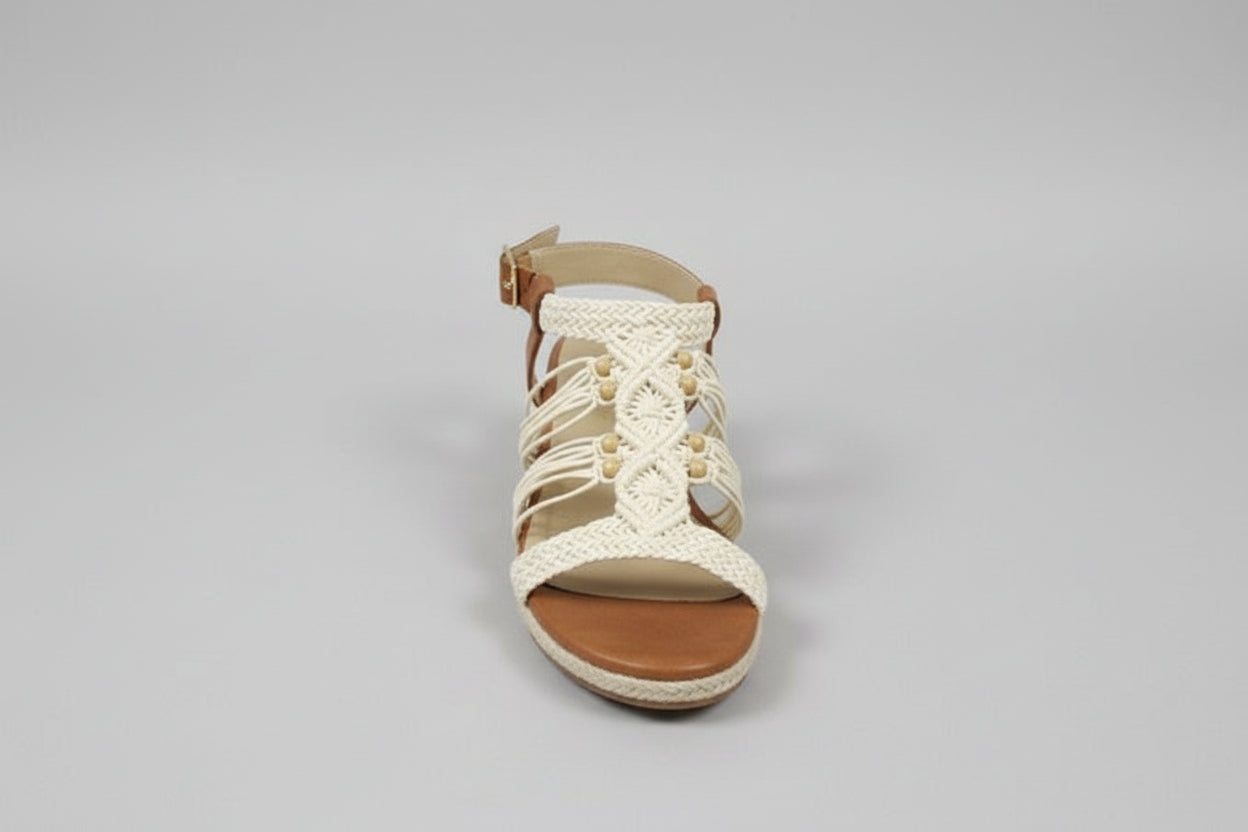 CANERSE AND FAUX TAN LEATHER FLAT FOM SANDAL