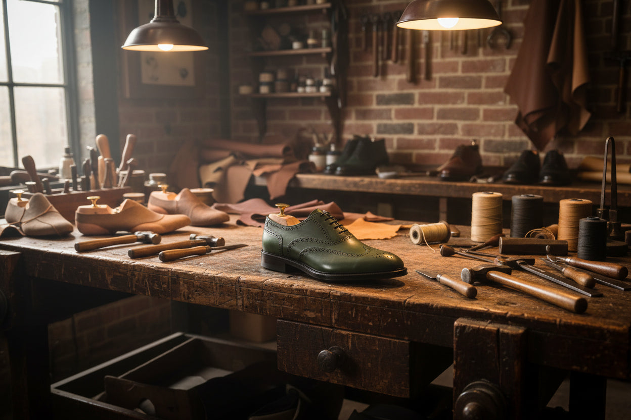 MENS BROUGE BOTTLE GREEN STACK SOLE