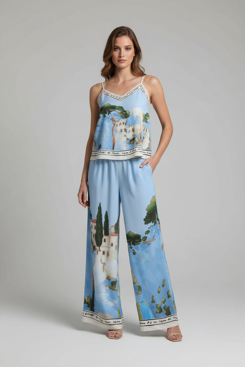blue floral co ord baby blue parisian unique pint