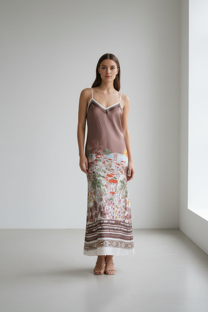 PARIAN PRINT LONG LENTH DRESS