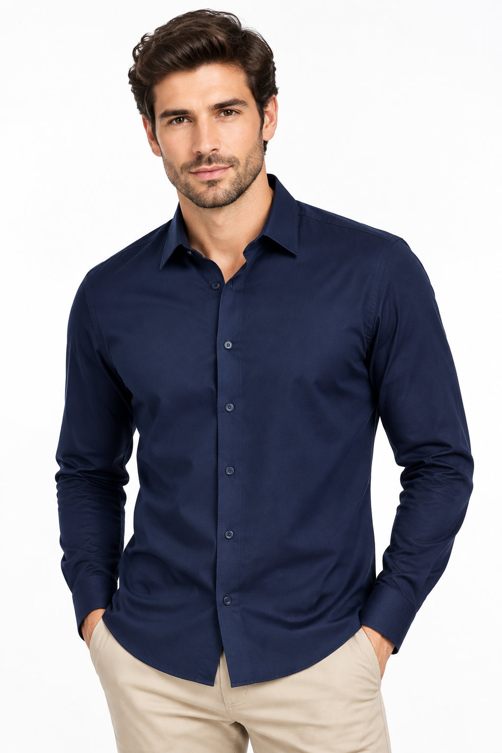 CAGLIARY BRAND NAVY COTTON SHIRT 
