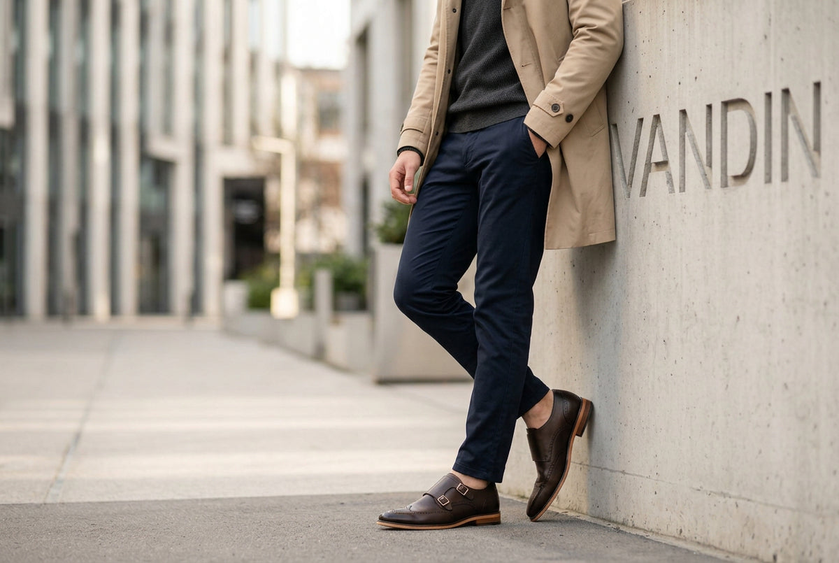 BLACK VANDINI DOUBLE BUCKLE MONK SHOE 