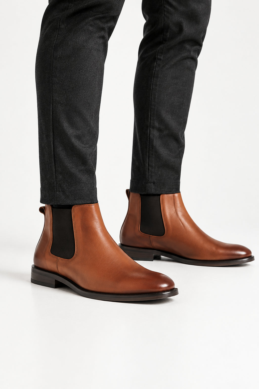 TAN LEATHER STACK SOLE BOOT VADINI