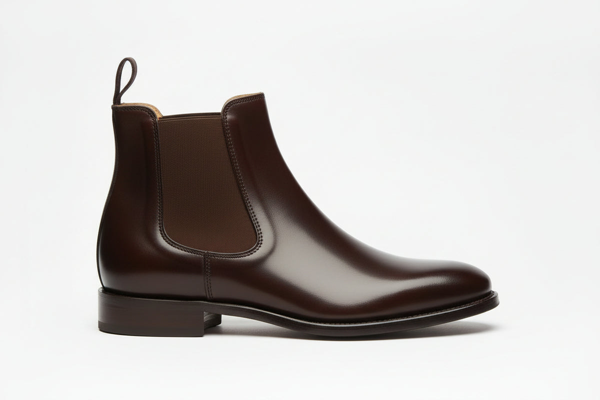 leather brown  slip on boot 