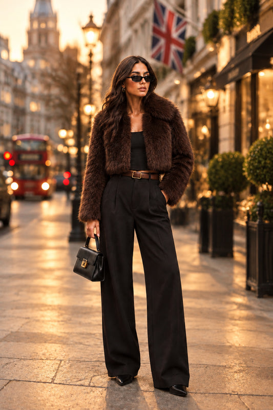 OLIVEIA, CROPED FAUX FUR JACKET
