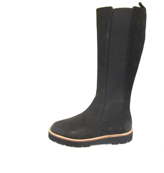 RAVELS ,KNEE HIGH  ZIP UP LEATHER NUBUCK BLACK  BOOT