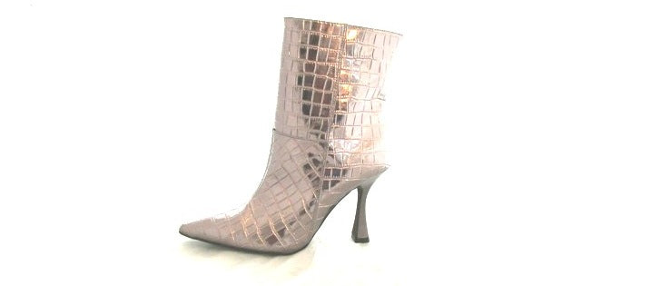 gold croc leather print with zip up 7.62 cm heel 