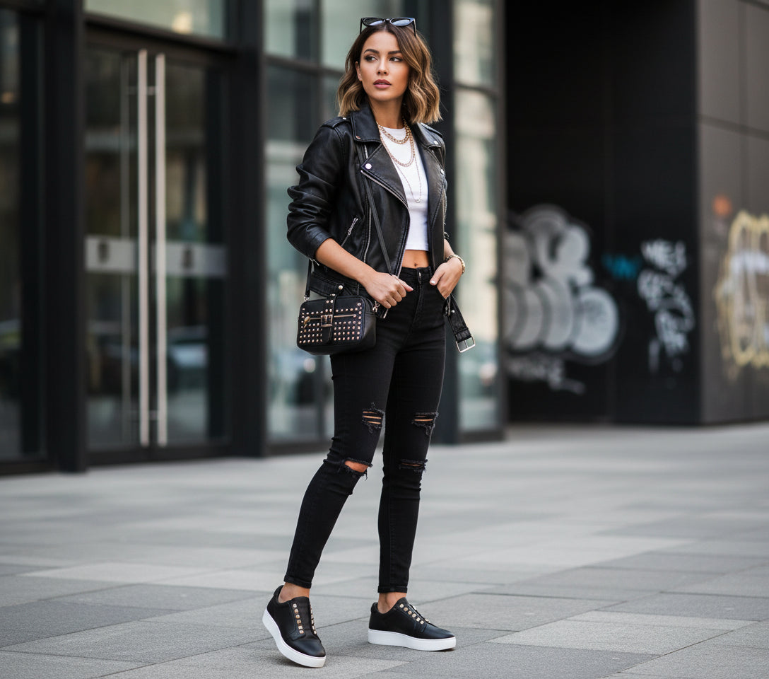 black pump with gold detail 