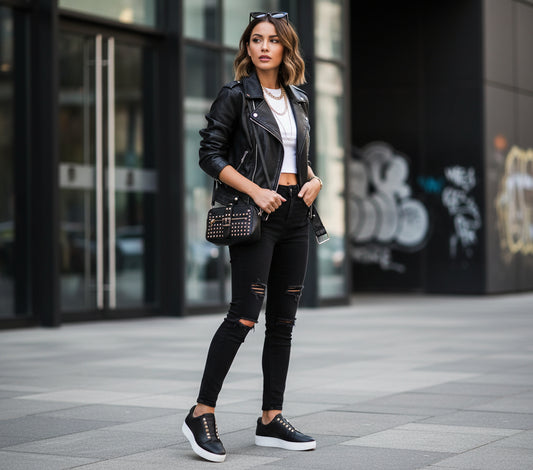 black pump with gold detail 