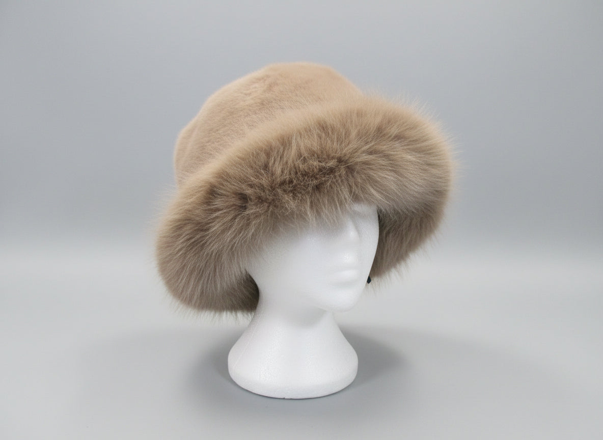 GREY  FAUX FUR HAT