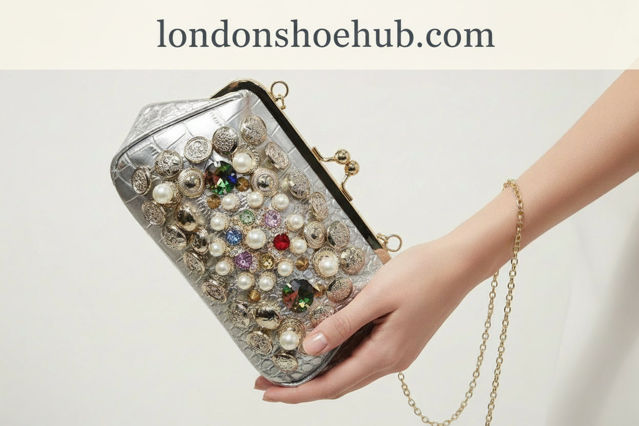 decrotive bag with pearls gemstone 
