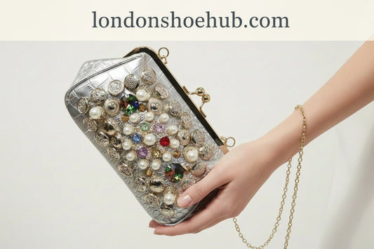decrotive bag with pearls gemstone 