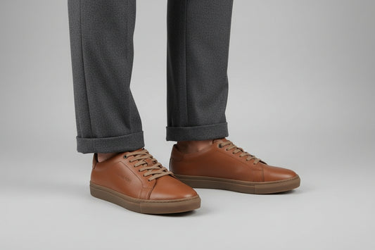 TAN LEATHER FRANK WRIGHT TRAINER 