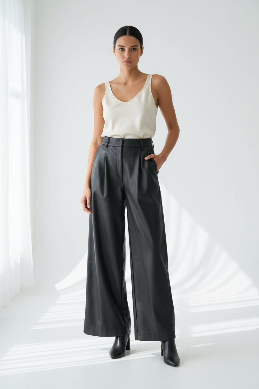 FAUX LEATHER TROUSES