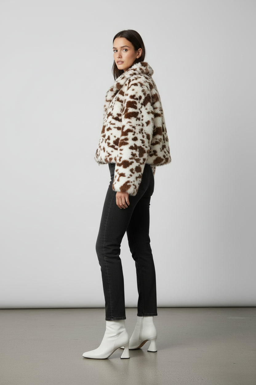 BROWN AND WHITE FUR WITH ZIP UP SOFT FUR 