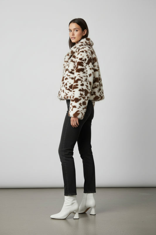 BROWN AND WHITE FUR WITH ZIP UP SOFT FUR 