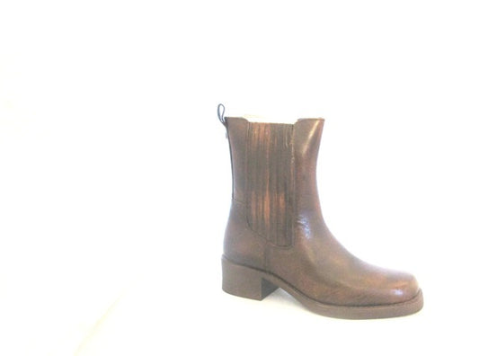 RAVELS ANTIQUE BROWN  ANKLE ZIP UP WITH BLOCK HEELS