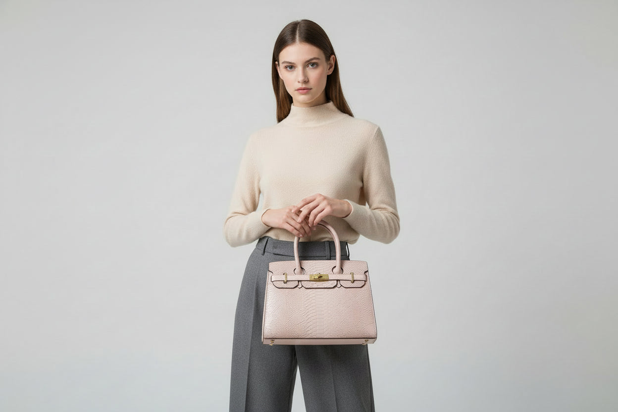 BABY PINK SHORT HANDAL AND COMES WIT A LONG STRAP ANIMAL PRINT 