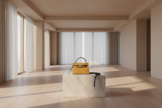 yellow handbag miniture unique designer inpired faux suede 