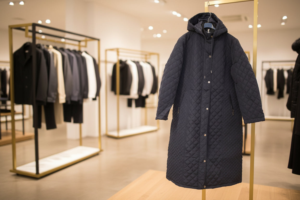 AUTUM, NAVY  OVER SIZED QUILTED LONG COAT