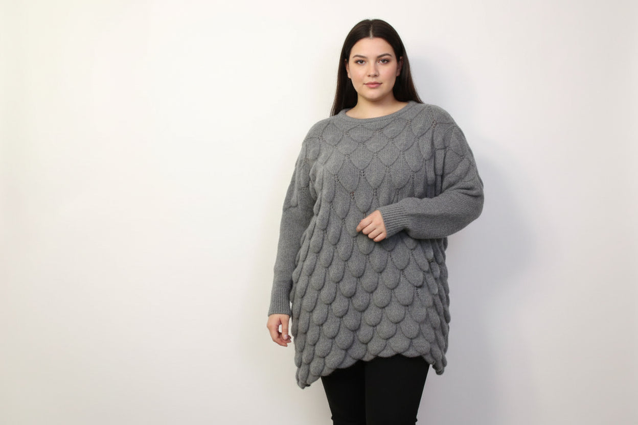 GREY SOFTK NIT OVER SIZED JUMPER 