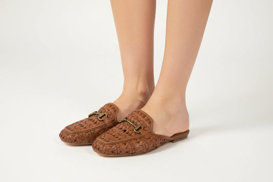 SAHARA WOVEN LEATHER SLIDE 