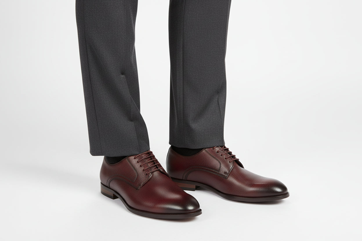 PREMIUM  PEPLE GRAIN  LEATHER BORDO LACE UP MENS SHOE 