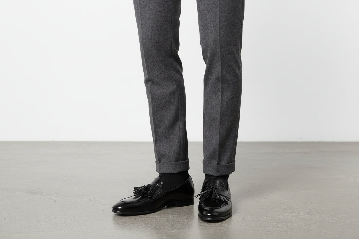 RUDY,BLACK LEATHER SLIP ON GOLF PENNY LOATHER