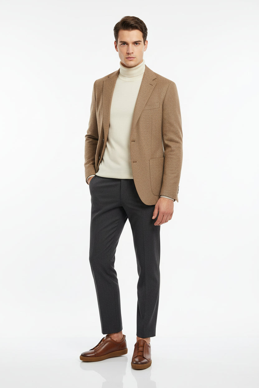 TAN SOFT LEATHER SLIP ON TRAINERS 