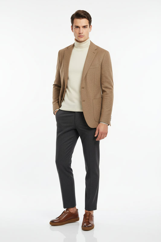 TAN SOFT LEATHER SLIP ON TRAINERS 