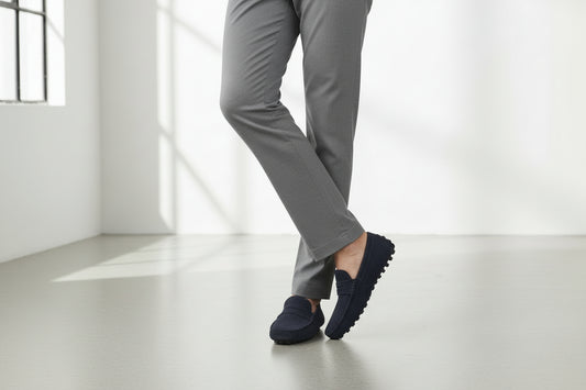 NAVY SUEDE  SLIP ON DRIVER SHOE  