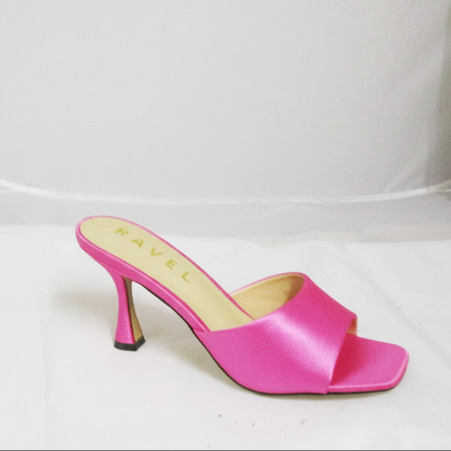 pink stunning satin slip on with heel 