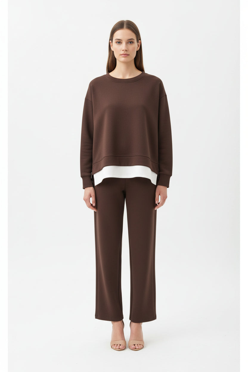 co ord set brown and cream 